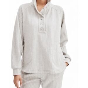 Varley Royce Sweat Size Large Women's Grey Textured Long Sleeve Sweatshirt New